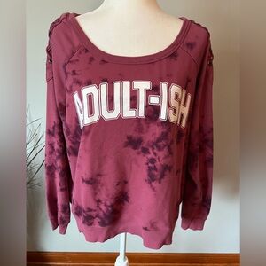Jenny Leigh “Adultish” women’s Burgundy Sweatshirt cotton blend size XXL plus